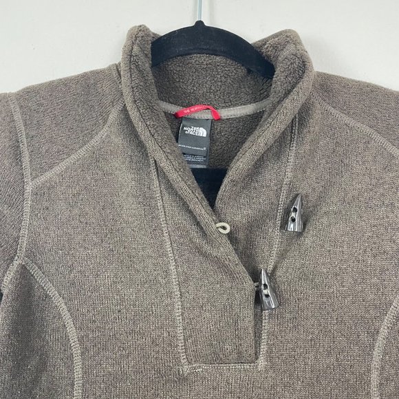 The North Face Woman's Sz S Brown‎ Pullover Fleece Sweatshirt Toggle Closure - Picture 2 of 9